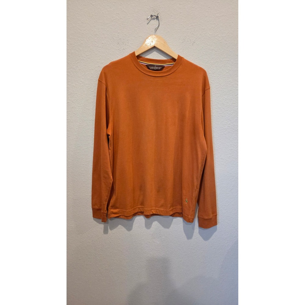 Tailorbyrd Shirt Pima Cotton Long Sleeve Crew Neck Regular Orange Preppy Men M - Picture 9 of 12